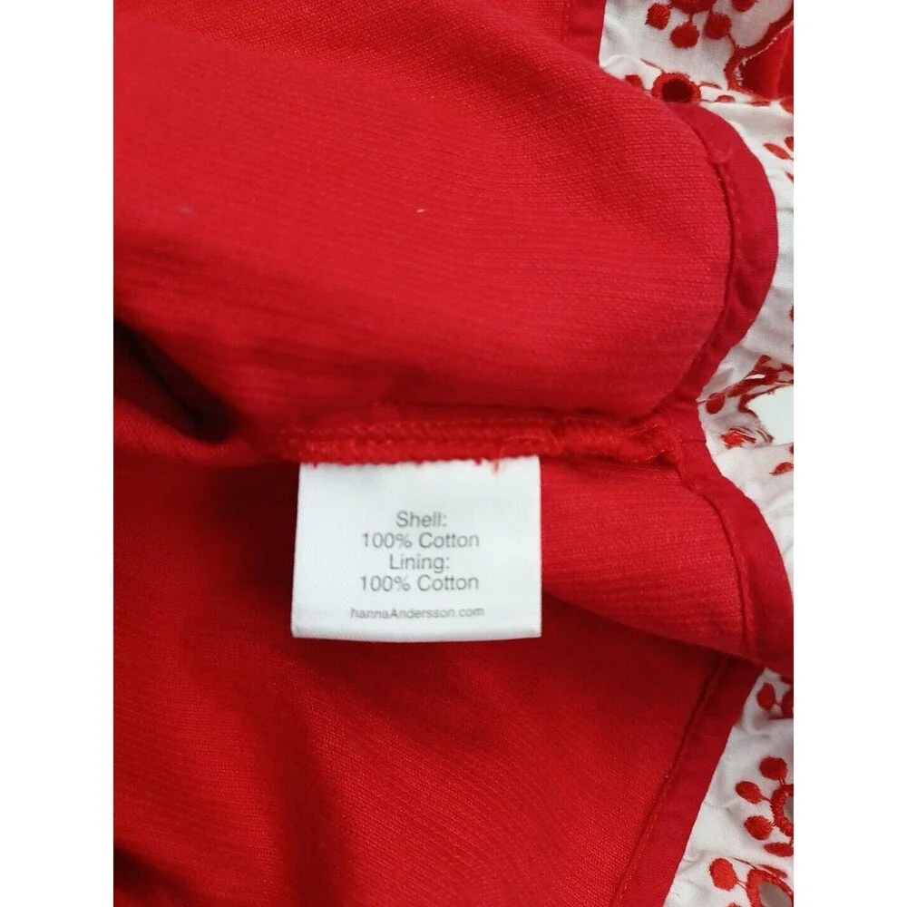 Hanna Andersson Dress Girls 130 US 8 Red White Corduroy Ruffles